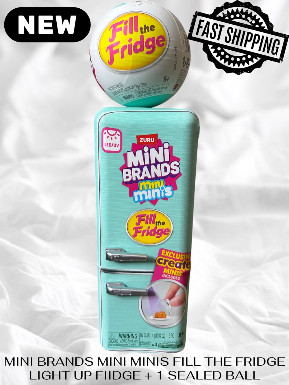 NEW MINI BRANDS MINI MINIS FILL THE FRIDGE LIGHT UP FIIDGE + SEALED BALL